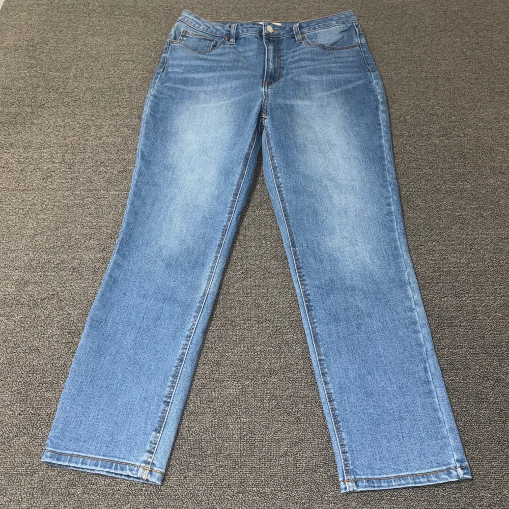 OAT New York Straight Leg Jeans Medium Wash High Rise Size 12/31 Casual Wear